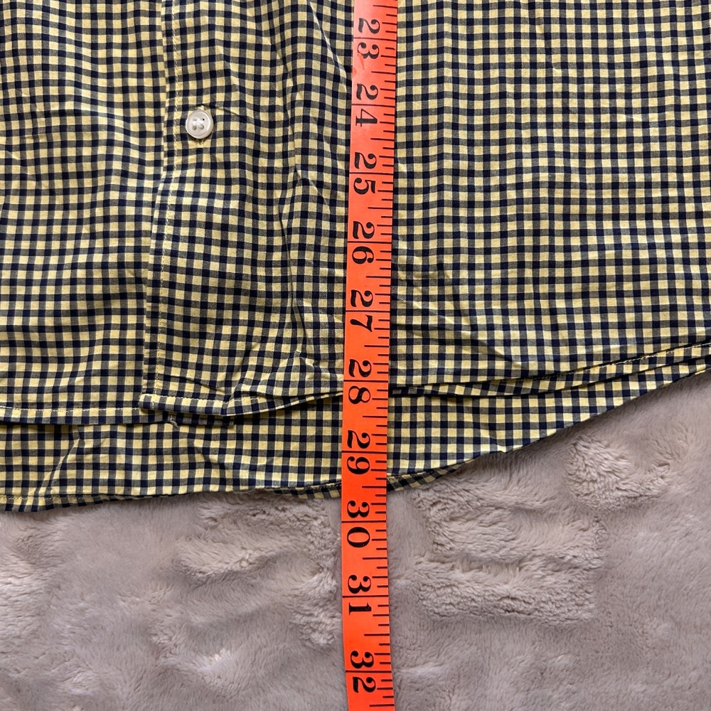 Vtg‎ Lacoste Shirt Mens 42 Yellow Blue Gingham Check Long Sleeve Cotton Preppy - Picture 8 of 9